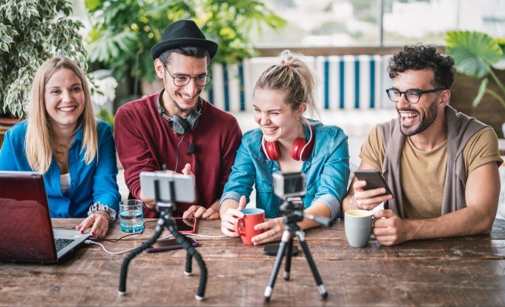 instagram influencers recording and laughing