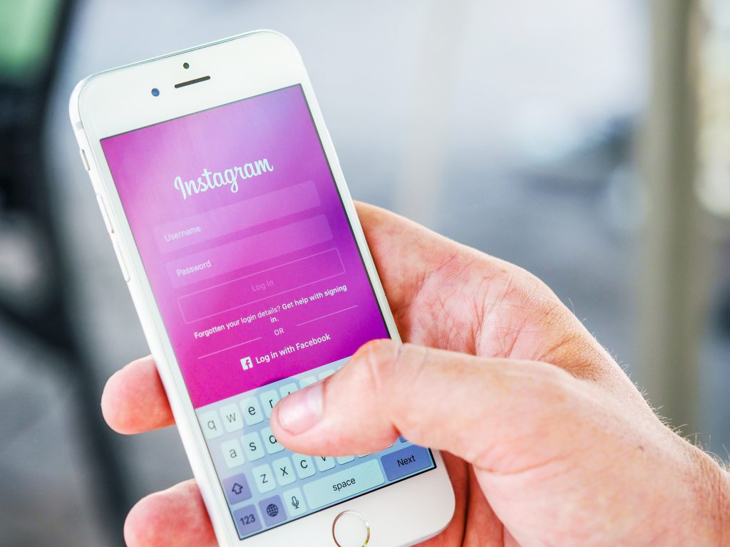 Instagram insights explained: person logging into Instagram